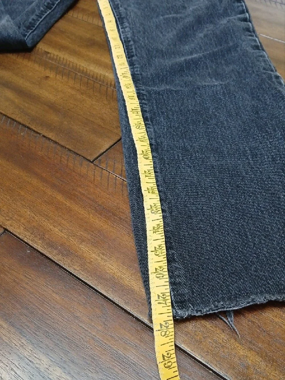 Zara Straight Black Washed Jeans with Frayed Hem